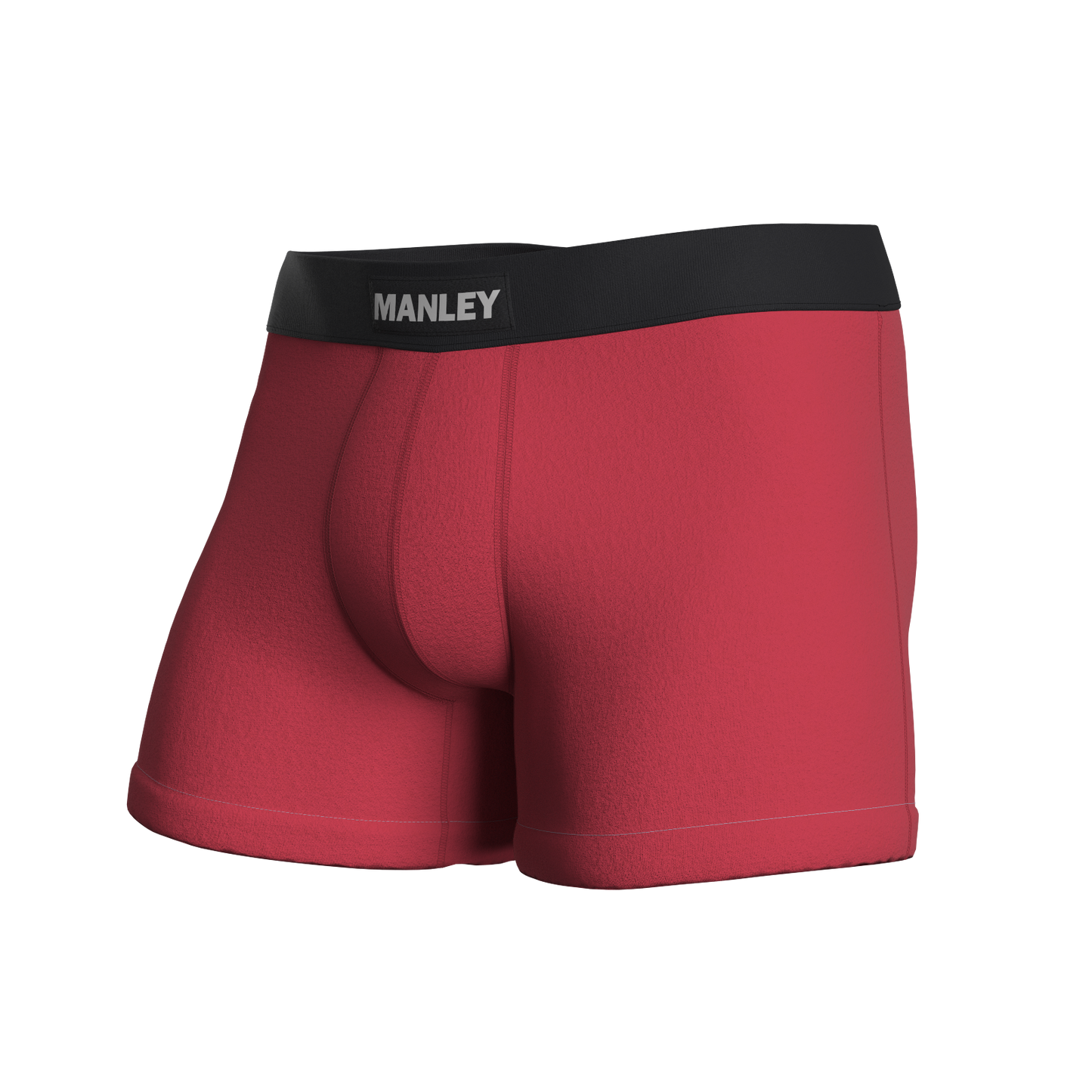 Well Red boxer briefs. Manley Barrier Technology that stops the pee spot. Feel manly in Manley. Stop the Pee Spot.