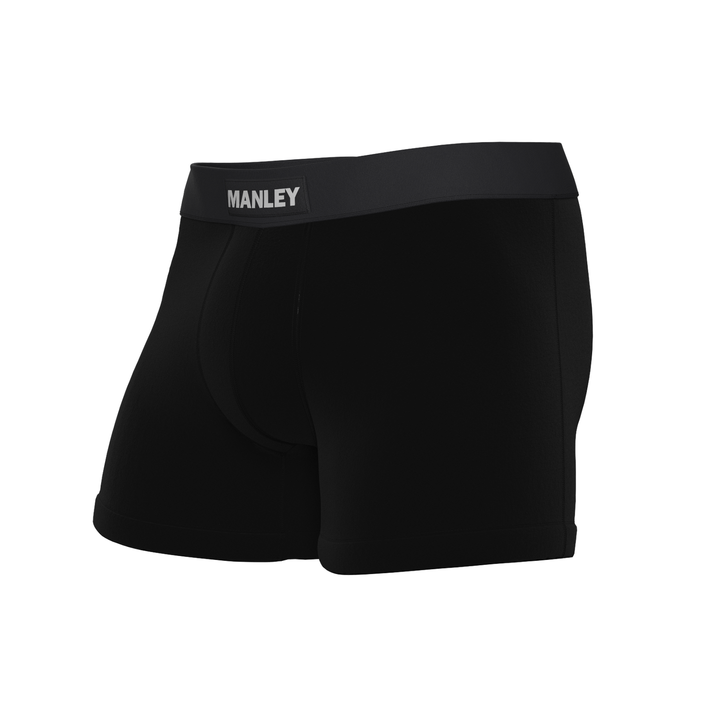 Black to Basics boxer briefs with Manley Barrier Technology that stops the pee spot. Feel manly in Manley.