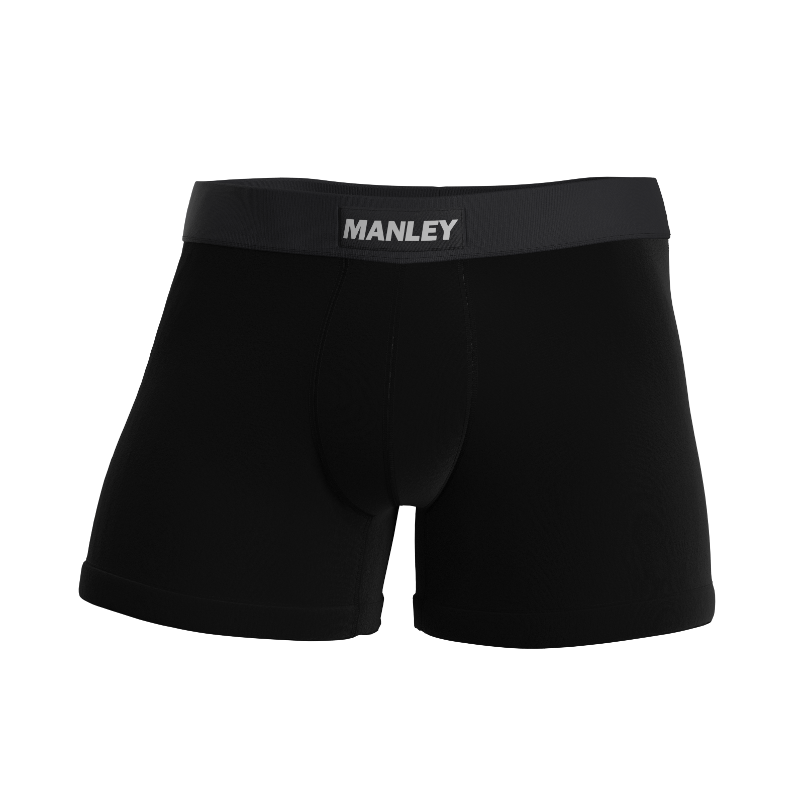Black to basics boxer briefs with Manley Barrier Technology that stops the pee spot. Feel manly in Manley with our Presenting Pouch.
