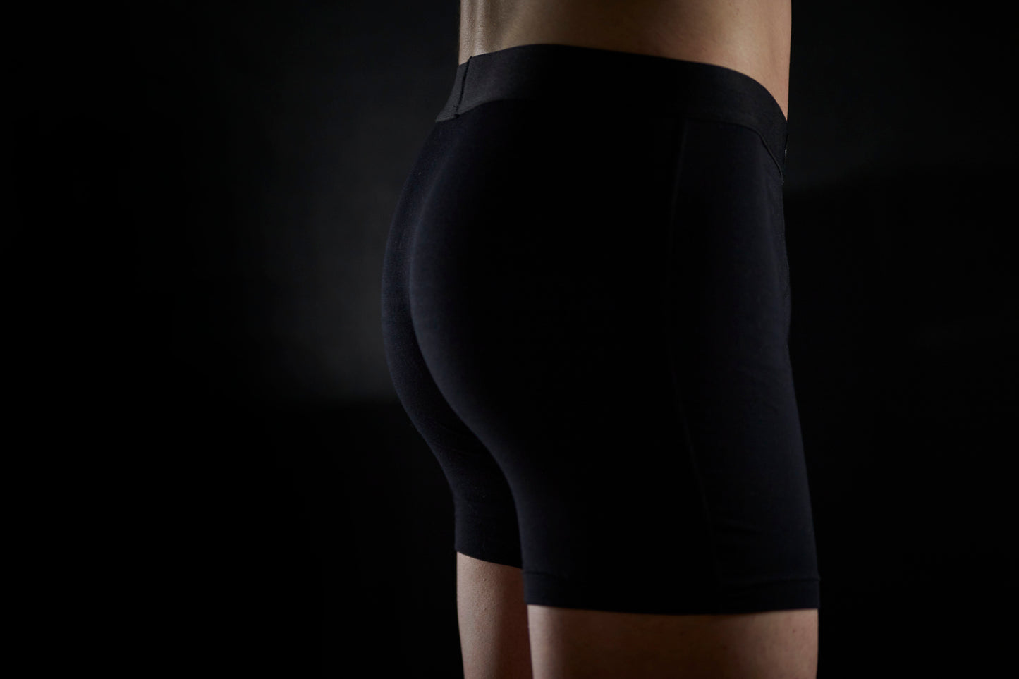 Black to Basics boxer briefs with Manley Barrier Technology that stops the pee spot. Feel manly in Manley with our Presenting Pouch.